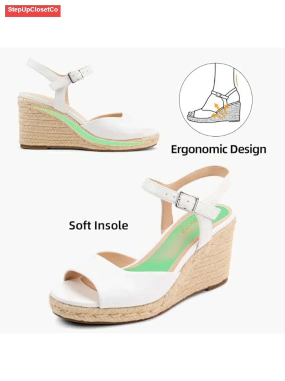 Wedge Platform Sandals Braided Espadrilles Ankle Strap Open Toe Buckle Sandals